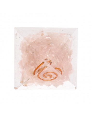 Pirâmide de Quartzo Rosa em resina...