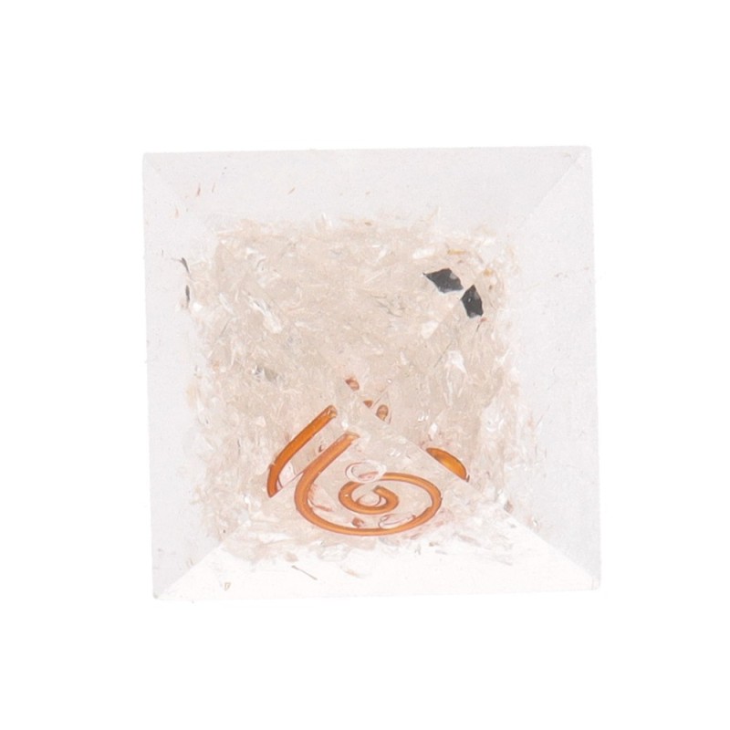Piramide di Quarzo Bianco in Resina con Spirale 3x3cm /_\