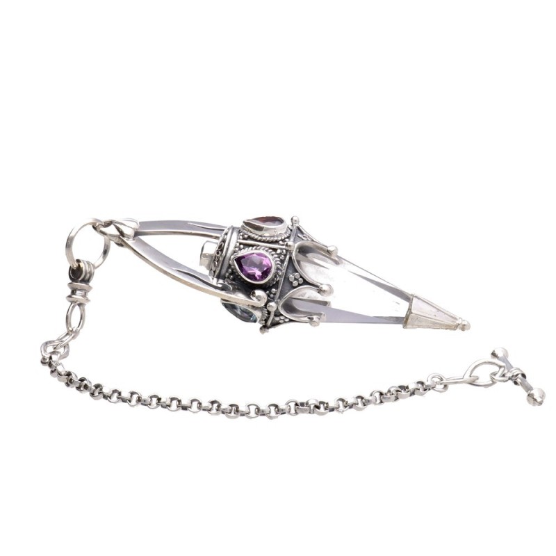 Pendolo Gotland con Topazio e Amatista e Granato in Argento Sterling 925