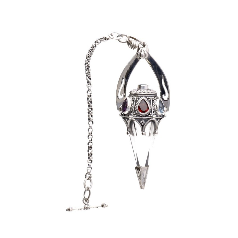 Pendolo Gotland con Topazio e Amatista e Granato in Argento Sterling 925