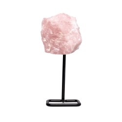 Piedistallo Mini in Quarzo Rosa con Base in Metallo