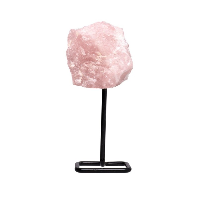 Piedistallo Mini in Quarzo Rosa con Base in Metallo