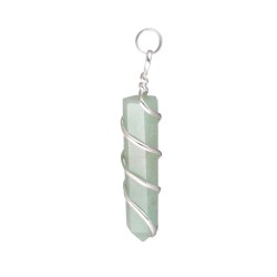 Pendente Punta di Quarzo Verde con Spirale in Bagno d'Argento