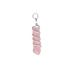Ciondolo Punta di Quarzo Rosa con Spirale in Bagno d'Argento