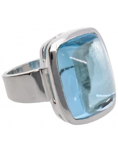 Bague Topaze bleue en argent 925 (16H)