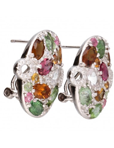 Multicolor Tourmaline Earrings in 925...