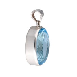 Pendente in Topazio Blu Facettato in Argento Sterling 925 (41H)