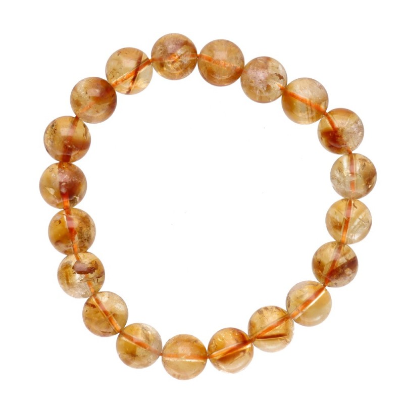Bracciale di Citrino 10mm: Energia Solare e Vitalità | Gioielleria Naturale