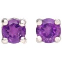 Circular Amethyst Earrings in 925 Sterling Silver - Pure Elegance