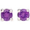 Boucles d'oreilles boutons en argent 925 avec améthyste à facettes