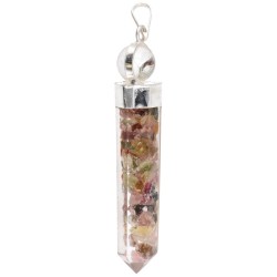 Collana in Tormalina Multicolore con Sfera di Quarzo Stile Orgonite