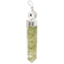 Peridot and Quartz in Resin Pendant: Elegance and Natural Energy
