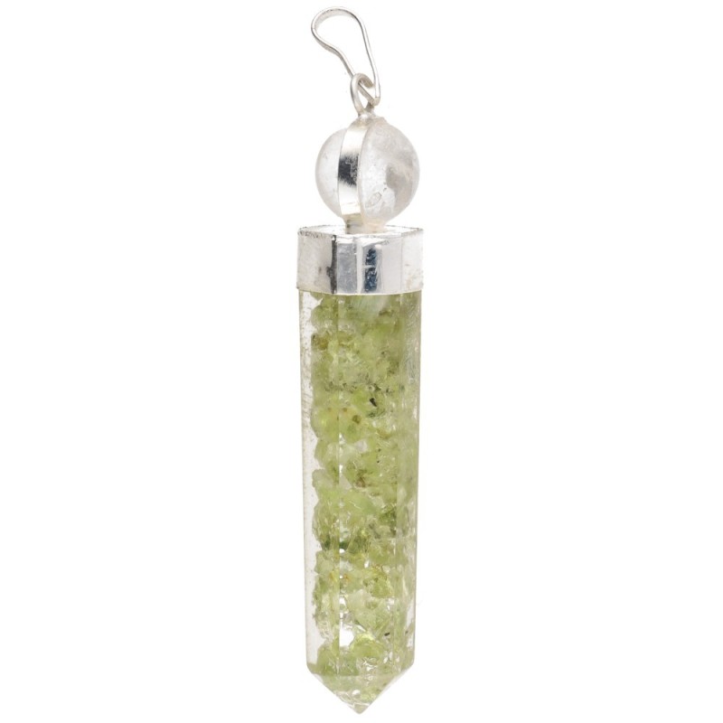 Pendente in Peridoto e Quarzo in Resina: Eleganza ed Energia Naturale