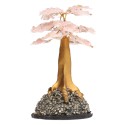 Mini árvore de opala rosa com base em pirite