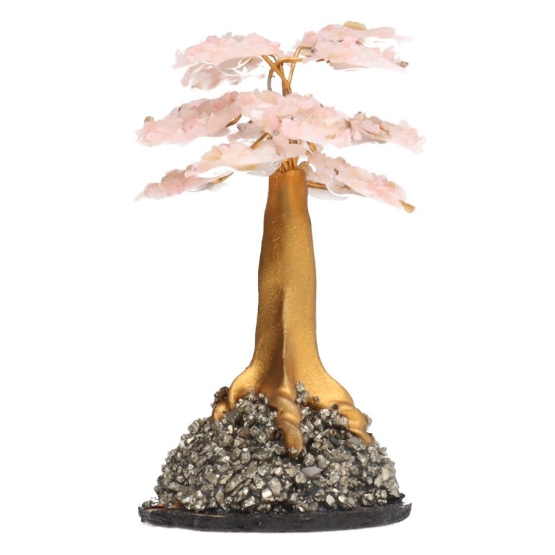 Albero di Opale Rosa Mini con Base di Pirite