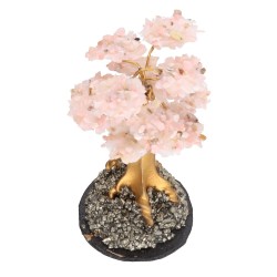 Árbol de Ópalo Rosa Mini con Base de Pirita