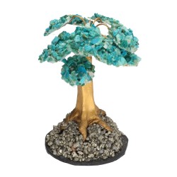 Albero di Crisocola Mini con Base di Pirite