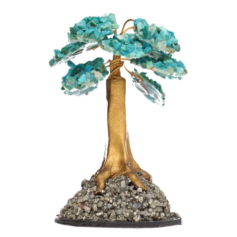 Albero di Crisocola Mini con Base di Pirite