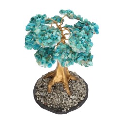 Albero di Crisocola Mini con Base di Pirite