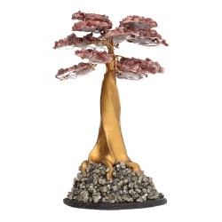 Árbol de Jaspe Rojo Mini con Base de Pirita