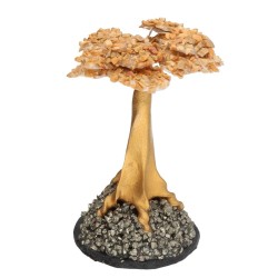 Albero di Giada Gialla Mini con Base di Pirite