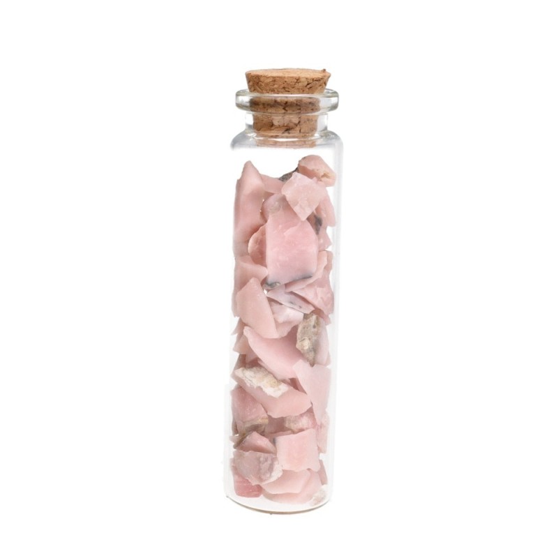 Bottiglia di Vetro con Chips di Opale Rosa