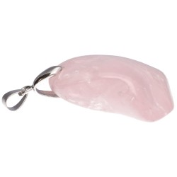 Pendentif cabochon irrégulier en quartz rose