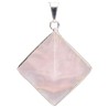 Pingente de pirâmide de quartzo rosa com grampos - Banho de Prata