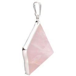Colgante Pirámide de Cuarzo Rosa en Baño de Plata
