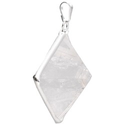 Pendentif pyramide de quartz avec agrafes plaquées argent