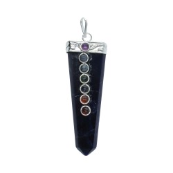 Pendente Punta Piatta con Chakras in Bagno d'Argento