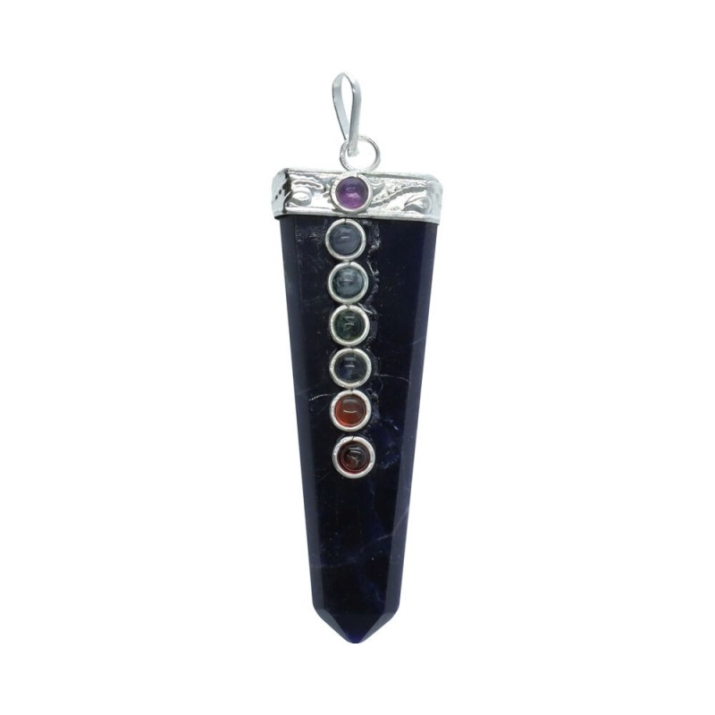 Pendente Punta Piatta con Chakras in Bagno d'Argento