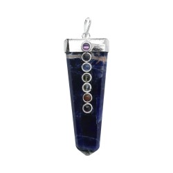 Ciondolo Punta Piana Sodalite con Chakra in Bagno d'Argento