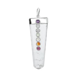 Pendente Punta Piana Quarzo con Chakra in Bagno d'Argento