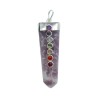 Flat Point Pendant Mica Lepidolite with Chakras in Silver Plating