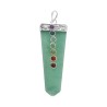 Green Quartz Flat Point Pendant with Chakras in Silver Plating