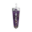 Silver Plated Amethyst Flat Point with Chakras Pendant