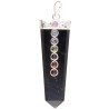 Pendentif argenté en Obsidienne avec Chakras