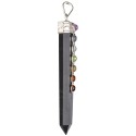 Pendente Punta Piatta di Obsidiana con Chakra in Bagno d'Argento