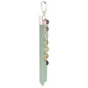 Green Quartz Flat Point Pendant with Chakras in Silver Plating