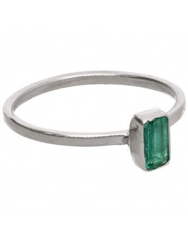 Anillo de Esmeralda Facetada en Plata...
