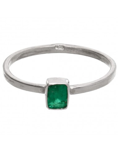 Anillo de Esmeralda Facetada en Plata...