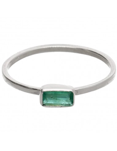 Bague émeraude à facettes en argent 925