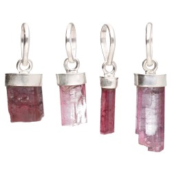 Ciondolo in Rubellite/Tormalina Rosa Grezza in Argento Sterling 925