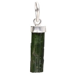 Pendente in Tormalina Verde Grezza in Argento Sterling 925 -A