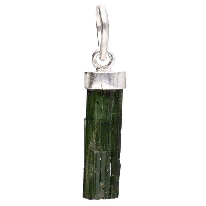 Pendente in Tormalina Verde Grezza in Argento Sterling 925 -A