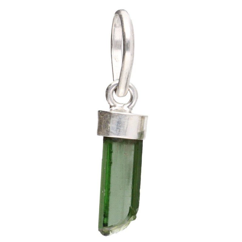 Pendente in Tormalina Verde Grezza in Argento Sterling 925 -A