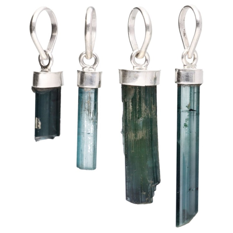 Ciondolo in Tormalina Blu Grezza in Argento Sterling 925 -B