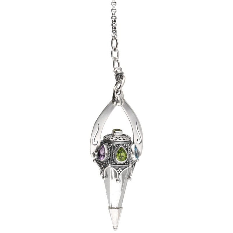 Pendolo Gotland con Topazio e Amatista e Granato in Argento Sterling 925