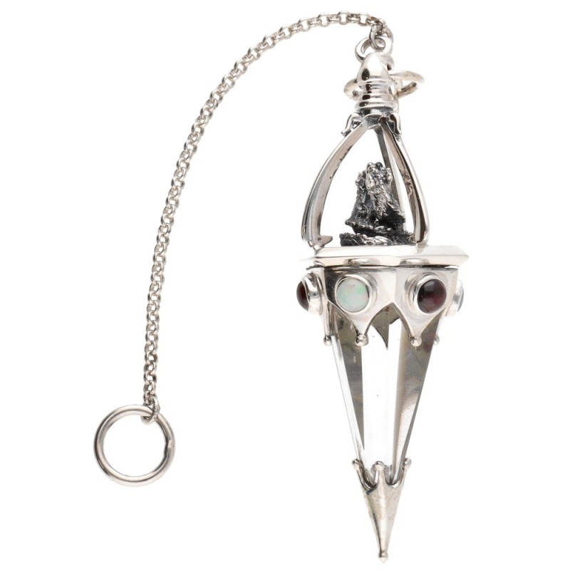 Pendolo 16cm Gotland Draghi e Minerali in Argento Sterling 925